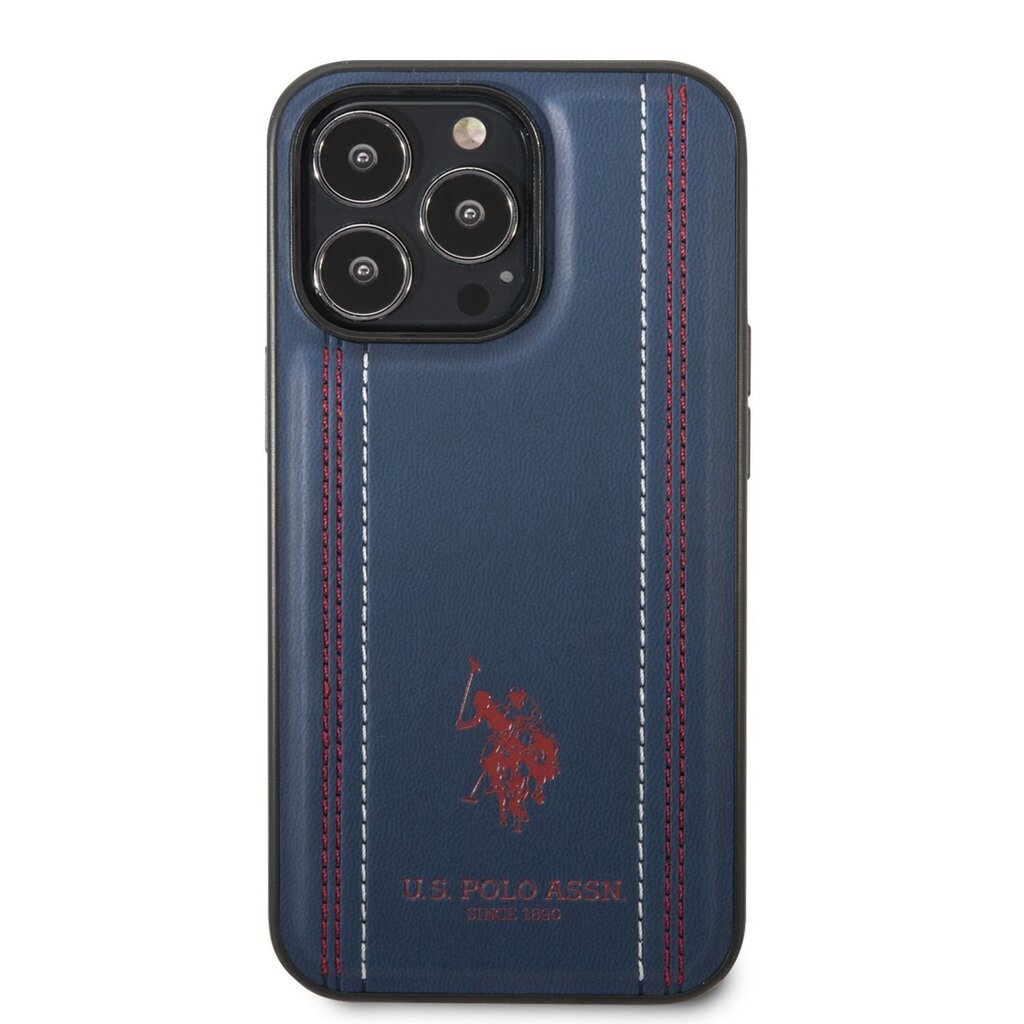 U.S. Polo PU Leather Stitched Lines Case for iPhone 14 Pro Navy цена и информация | Telefonu vāciņi, maciņi | 220.lv