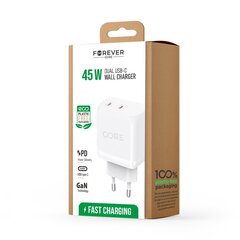 Forever CORE SMART PD wall charger 2xUSB-C 45 Вт цена и информация | Зарядные устройства для телефонов | 220.lv