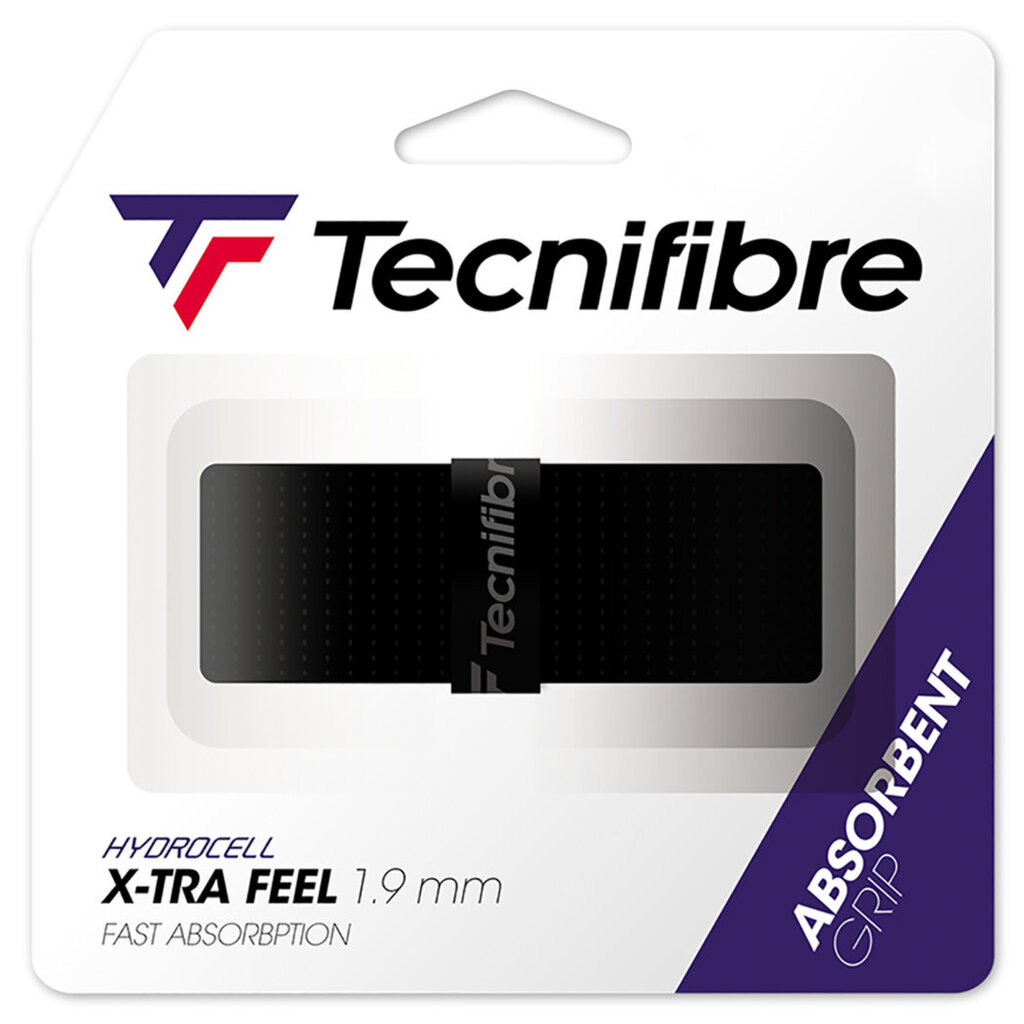 Pamatgrips Tecnifibre X-TRA FEEL , 1.9mm, Melns цена и информация | Āra tenisa preces | 220.lv