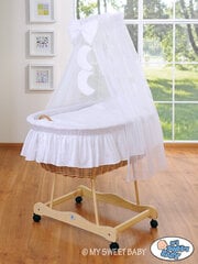 Zīdaiņu gulta Moses Basket/Wicker crib with drape- Good night white цена и информация | Детские кроватки | 220.lv