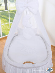 Zīdaiņu gulta Moses Basket/Wicker crib with drape- Good night white цена и информация | Детские кроватки | 220.lv