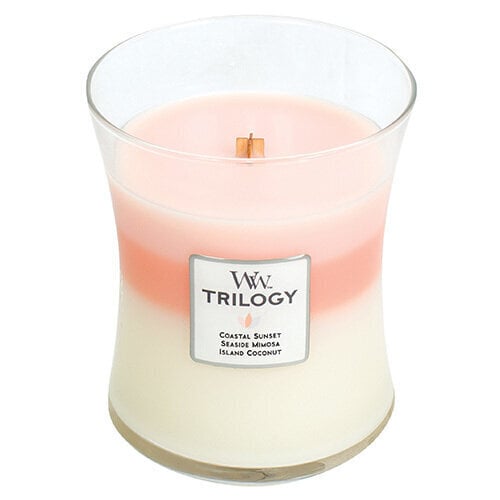 WoodWick aromātiska svece Trilogy Island Getaway, 275 g cena un informācija | Sveces un svečturi | 220.lv