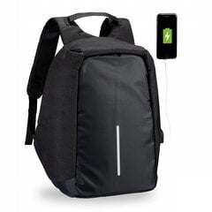 Mugursoma "Anti-Theft" ar slēptiem rāvējslēdzējiem un USB pieslēgumu, melna цена и информация | Рюкзаки и сумки | 220.lv