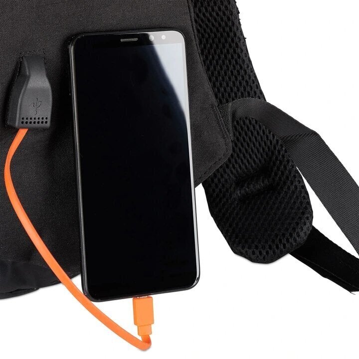 Mugursoma "Anti-Theft" ar slēptiem rāvējslēdzējiem un USB pieslēgumu, melna цена и информация | Sporta somas un mugursomas | 220.lv