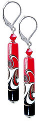 Lampglas Kaislīgi sarkani melni auskari ar unikālo Lampglas EPR12 pērli cena un informācija | Auskari | 220.lv