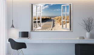 Glezna - Window: View of the Beach 90x60 cm cena un informācija | Gleznas | 220.lv