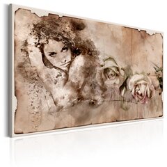 Glezna - Retro Style: Woman and Roses 90x60 cm cena un informācija | Gleznas | 220.lv