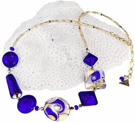 Lampglas Aizraujoša zelta zila kaklarota ar 24 karātu zeltu un tīru sudrabu no Lampglas NRO5 pērlēm cena un informācija | Kaklarotas | 220.lv