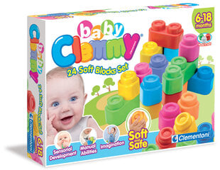Clementoni Clemmy mīkstie bērnu klucīši 24 gab, 6 mēneši + cena un informācija | Rotaļlietas zīdaiņiem | 220.lv