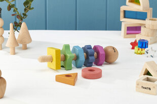 Радужный деревянный развивающий набор "Гайки и болт" - 7 штук цена и информация | Развивающие игрушки | 220.lv