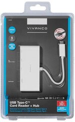 Vivanco USB hub USB-C + karšu lasītājs, balts (34295) cena un informācija | Vivanco Datortehnika | 220.lv