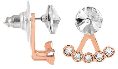 Levien Auskaru komplekts Ear Cuff Rose Gold Crystal White cena un informācija | Auskari | 220.lv