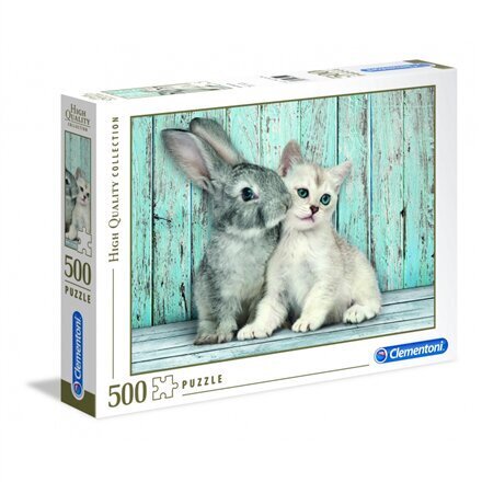 Puzle Clementoni High Quality Cat & Bunny 500 d. цена и информация | Puzles, 3D puzles | 220.lv