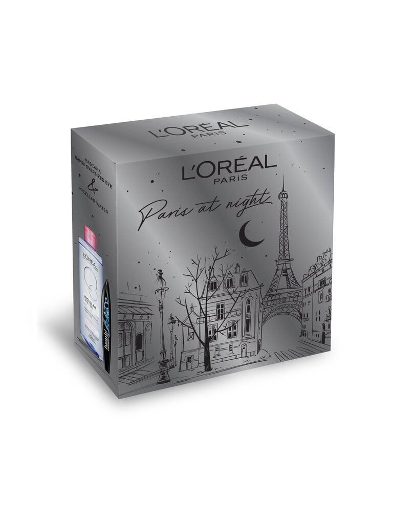 Dakts komplekts L'Oreal Paris at Night: Oversized Eye skropstu tuša, 8,9 ml + micelārais ūdens, 400 ml cena un informācija | Acu ēnas, skropstu tušas, zīmuļi, serumi | 220.lv