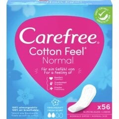Įklotai Carefree Carefree Cotton Uscented, 56 vnt cena un informācija | Tamponi, higiēniskās paketes, ieliktnīši | 220.lv
