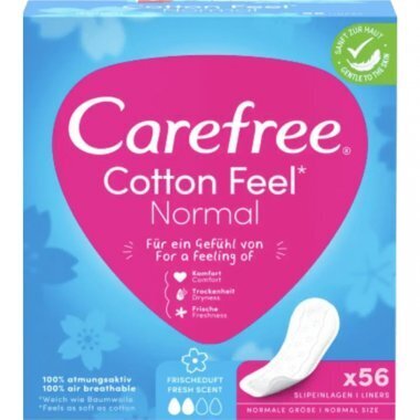 Įklotai Carefree Carefree Cotton Uscented, 56 vnt цена и информация | Tamponi, higiēniskās paketes, ieliktnīši | 220.lv