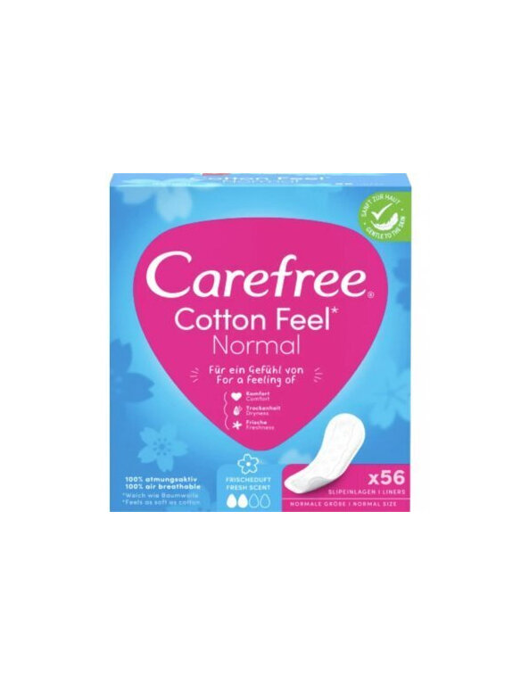 Įklotai Carefree Carefree Cotton Uscented, 56 vnt cena un informācija | Tamponi, higiēniskās paketes, ieliktnīši | 220.lv