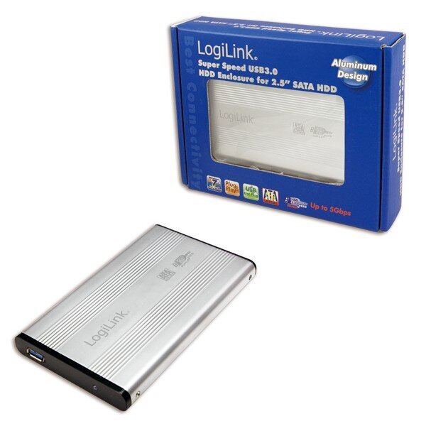 LogiLink Ārējais cietā diska korpuss 2,5 collu S-ATA USB 3.0 Alu, sudraba cena un informācija | Cieto disku somas un apvalki | 220.lv