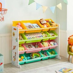 Rotaļlietu organizators ar 16 kastēm cena un informācija | Plaukti bērnu istabai | 220.lv