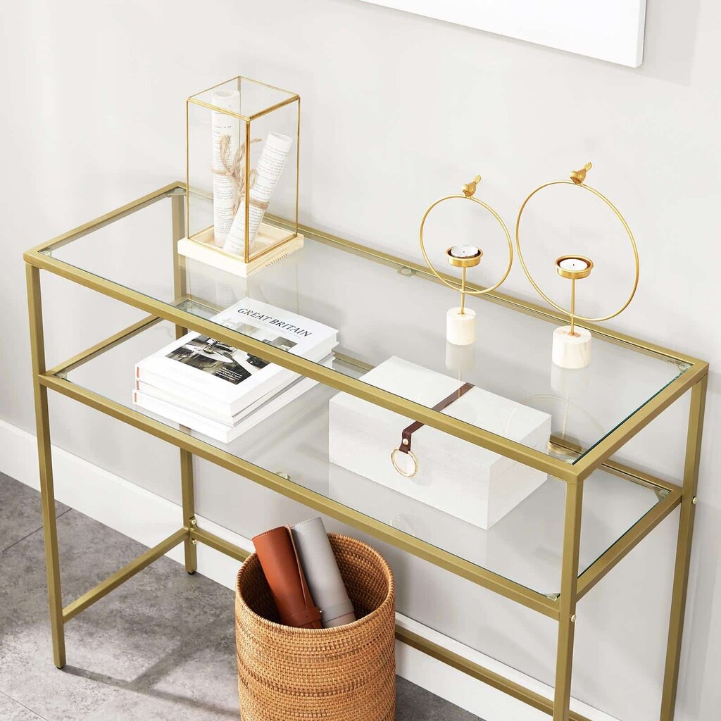 Konsoles galds zelta krāsā 100x35x80cm cena un informācija | Konsoles galdiņi | 220.lv