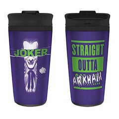 DC Comics Joker Straight Outta Arkham Metal Travel Mug, 450ml cena un informācija | Datorspēļu suvenīri | 220.lv