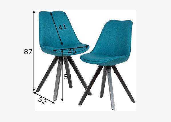 2-vu ēdamistabas krēslu komplekts Sky, zils cena un informācija | Virtuves un ēdamistabas krēsli | 220.lv