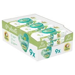 Влажные салфетки Pampers Coconut Harm Free, 9x42шт. цена и информация | Одноразовые пеленки и влажные салфетки | 220.lv