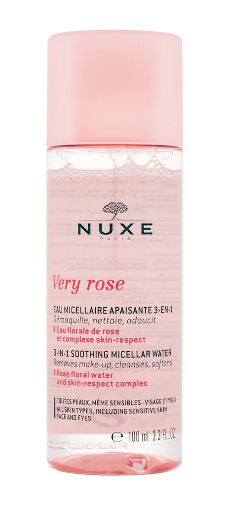 Nomierinošs micelārais ūdens Nuxe Very Rose 3 in 1 Soothing Micellar Water, 100 ml cena un informācija | Sejas ādas kopšana | 220.lv