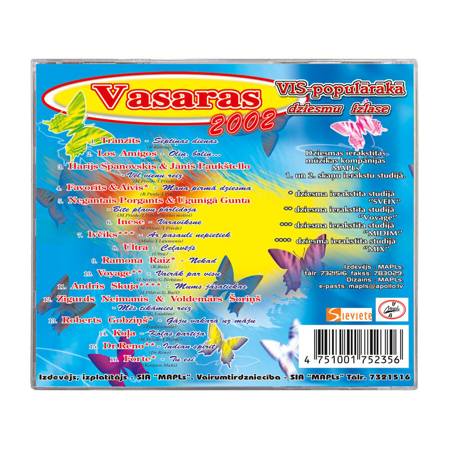 CD VASARAS VISPOPULĀRĀKĀ DZIESMU IZLASE 2002 цена и информация | Vinila plates, CD, DVD | 220.lv