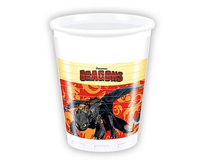 Vienreizējās lietošanas plastmasas krūzes "Dragons", 200 ml, 8 gab 85886 cena un informācija | Vienreizējie trauki | 220.lv