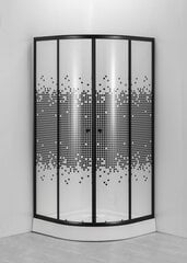 Dušas stūris GOTLAND Mosaic 800*800*195cm, zems paliktnis 13 cm, melnais profils, stikli ar dizainu cena un informācija | Dušas kabīnes | 220.lv
