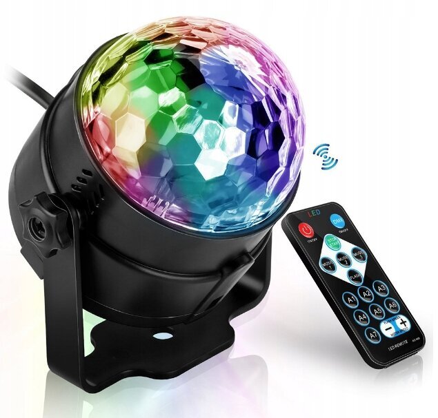 LED RGB DISCO BALL Septiņas krāsu kombinācijas FLESH funkcija cena un informācija | Galda lampas | 220.lv