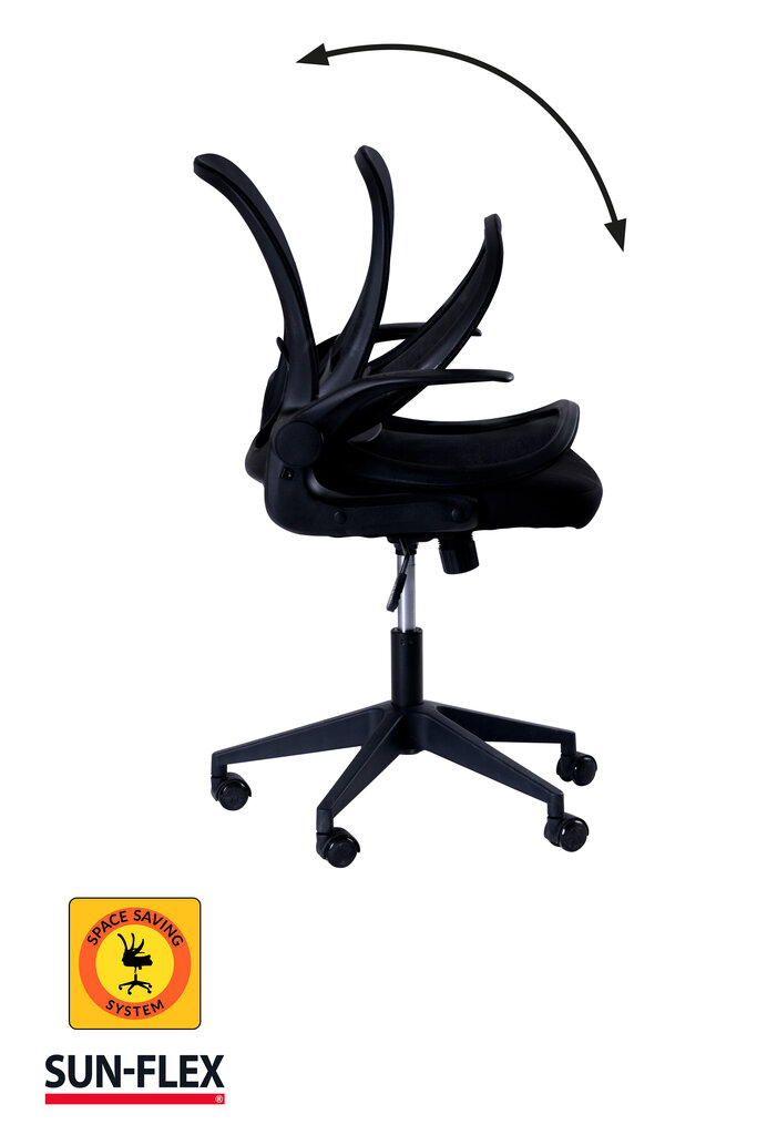 Krēsls ar regulējamu augstumu SUN-FLEX®HIDEAWAY CHAIR, 91-101 cm, melns rāmis, melns sēdeklis cena un informācija | Biroja krēsli | 220.lv