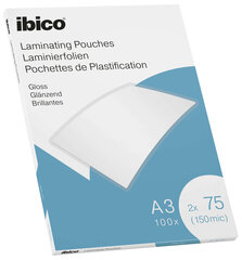 Ламинирующие конверты Ibico, А3, 303х426 мм, 75 мкм, глянцевые, 100 шт. цена и информация | Канцелярия | 220.lv