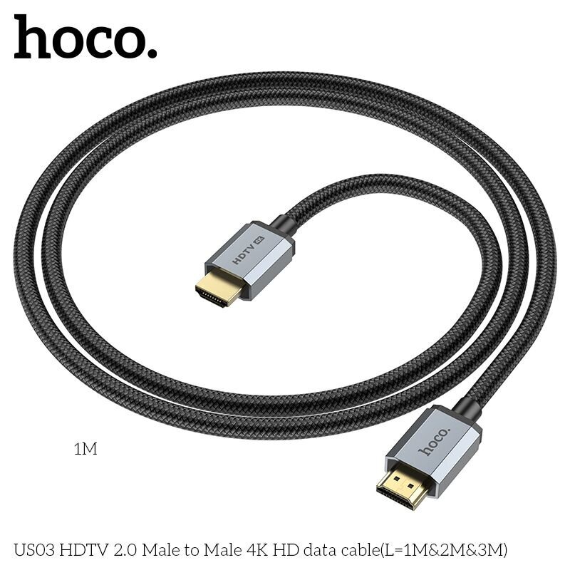 HOCO US03 HDMI2.0 4K HD 1M cena un informācija | Kabeļi un vadi | 220.lv