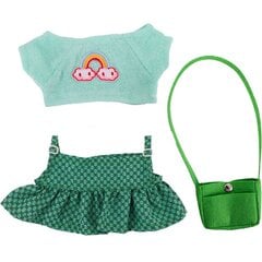 Apģērbs Lalafanfan pīlei: zaļa kleita, zaļa rokassoma, T krekls цена и информация | Мягкие игрушки | 220.lv
