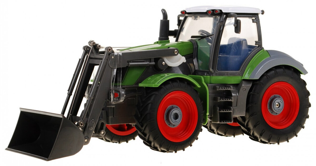 Tālvadības traktors ar piekabi 1:28, zaļš un sarkans цена и информация | Rotaļlietas zēniem | 220.lv
