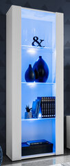 Extreme Furniture OPEN V159 skapītis, Viesistabas skapītis ar 3 stikla plauktiem, Zilas LED gaismas, Balts karkass un balta priekšpuse цена и информация | Шкафчики в гостиную | 220.lv