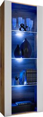 Extreme Furniture OPEN V159 skapītis, Viesistabas skapītis ar 3 stikla plauktiem, Zilas LED gaismas, Votāna karkass un balta priekšpuse cena un informācija | Skapīši viesistabai | 220.lv