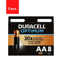 Baterijas DURACELL Optimum, AA, 8 gab., iepakojumā 2 gab. cena un informācija | Baterijas | 220.lv