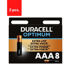 Батарейки DURACELL Optimum, AAA, 8 шт., в упаковке 2 шт. цена и информация | Батарейки | 220.lv