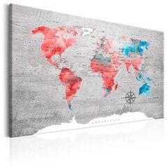 Glezna - World Map: Red Roam 90x60 cm цена и информация | Картины | 220.lv