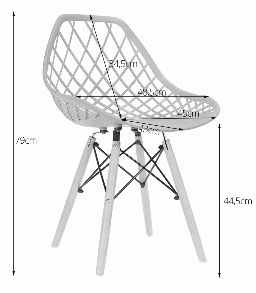 4-u krēslu komplekts Sak, balts cena un informācija | Virtuves un ēdamistabas krēsli | 220.lv