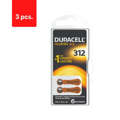 Батарейки для слухового аппарата DURACELL 312, 6 шт., упаковка 3 шт. цена и информация | Батарейки | 220.lv