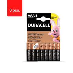 Baterijas DURACELL AAA, LR03, 8 gab., iepakojumā 3 gab. cena un informācija | Baterijas | 220.lv