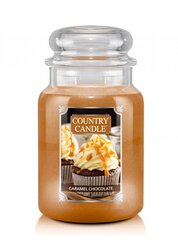 Liela svece ar divām daktīm Country Candle Caramel Chocolate, 680 g cena un informācija | Sveces un svečturi | 220.lv