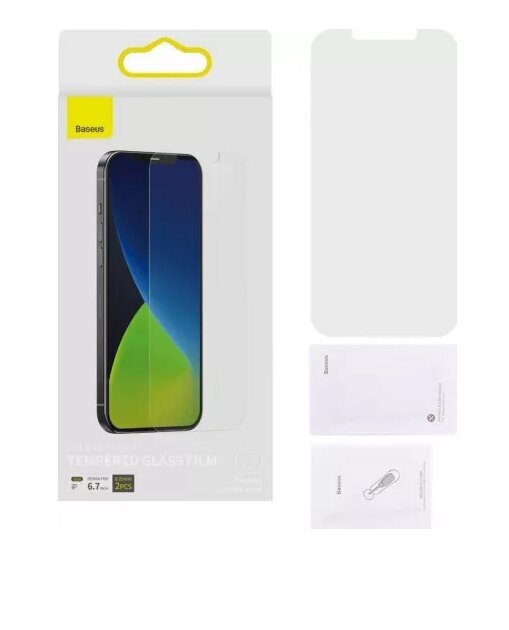 0.25mm Pilnstikla matēta rūdīta stikla plēve iPhone 12 Pro Max 6.7″ 2020 (2gab/iepak.) Balta | Baseus cena un informācija | Ekrāna aizsargstikli | 220.lv