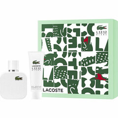 Komplekts Lacoste Eau de Lacoste L.12.12 Blanc vīriešiem: tualetes ūdens EDT, 50 ml + dušas želeja, 50 ml cena un informācija | Vīriešu smaržas | 220.lv