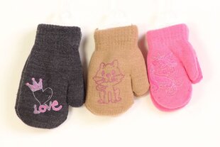 Теплые перчатки с аппликацией для девочек, Kоричневый цена и информация | Аксессуары для детей  | 220.lv