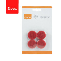 Magnēti NOBO, 30 mm, 4 gab., sarkans sp., iepakojums 2 gab. cena un informācija | Kancelejas preces | 220.lv